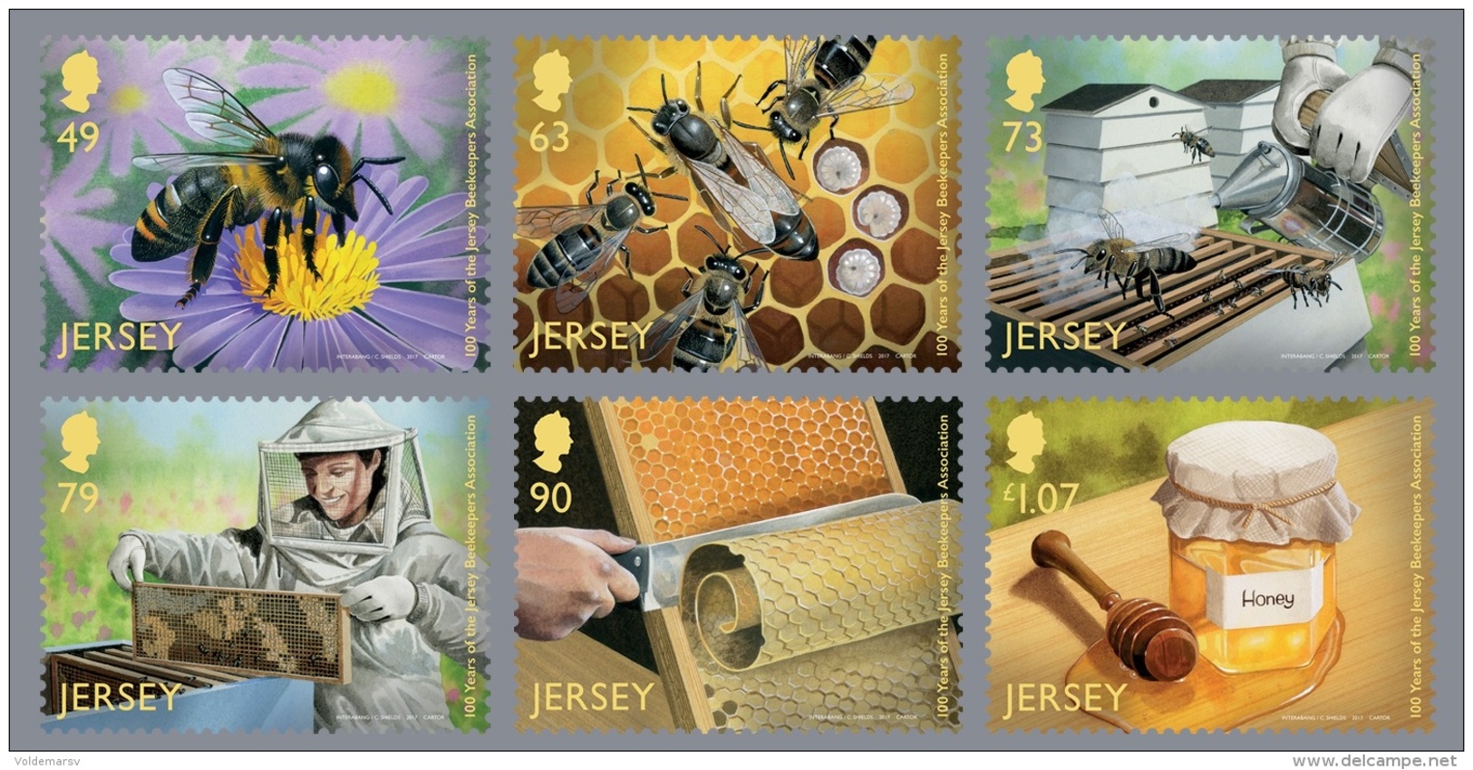 Jersey 2017 Mih. 2158/63 Fauna. Beekeepers Association. Bees (with Honey Scent) MNH ** - Jersey