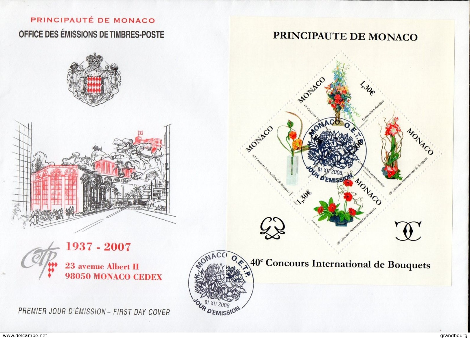 3- MONACO FDC Yvert BF 093 - 2007 - 40ème Concours International De Bouquets TTB - FDC