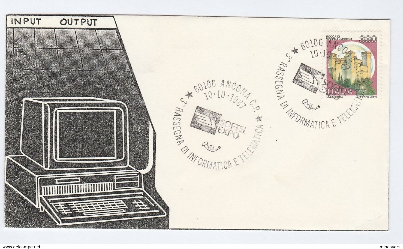 1987 Acona SOFTEL EXPO COMPUTERS & TELEMATICS EVENT COVER Italy Stamps Computer Computing Telecom - Computers