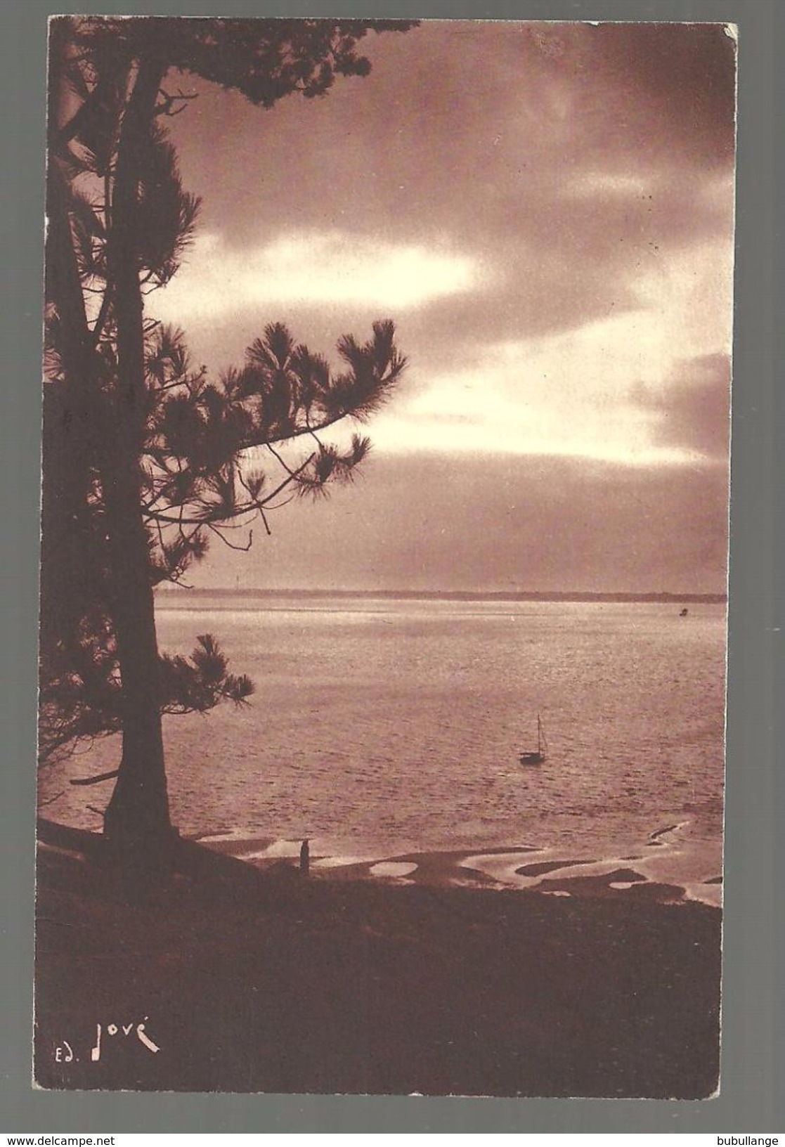 CPA 1936 Arcachon Et Ses Environs, Crépuscule Aux Abatilles, Au Fond Le Phare,  édit. Jové N°627 - Autres & Non Classés