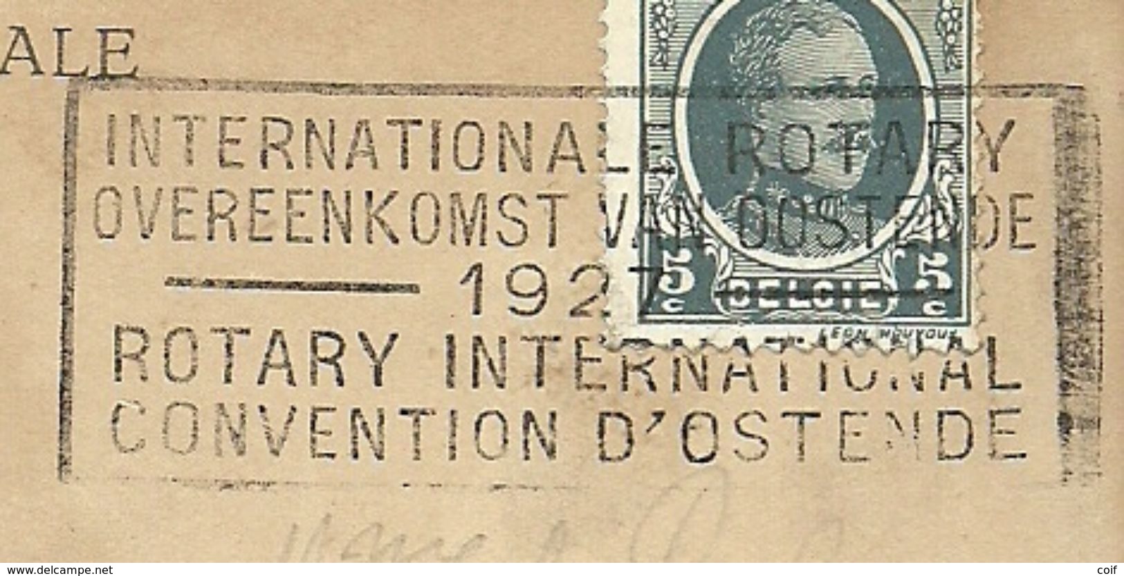 193 Op Kaart Met Mekanische Stempel BRUXELLES / ROTARY INTERNATIONAL CONVENTION D'OSTENDE 1927 - 1922-1927 Houyoux