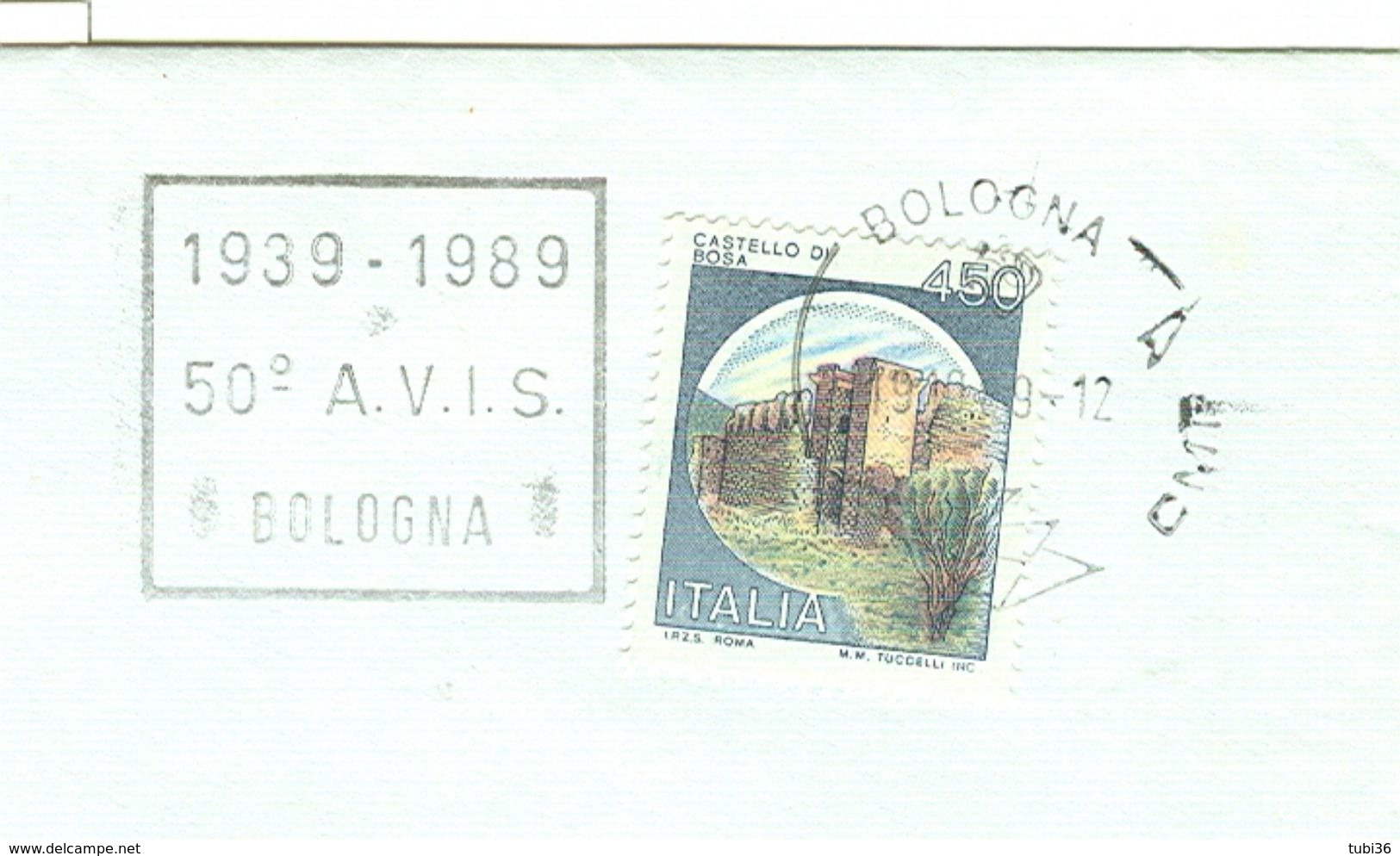 "50° AVIS - BOLOGNA" TIMBRO POSTA BOLOGNA TARGHETTA,1989, - Altri & Non Classificati