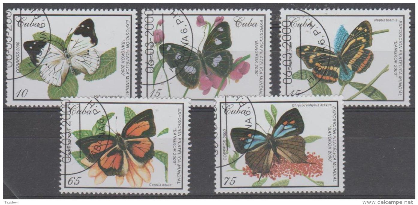 CUBA -  2000 Butterflies, Stamp Exhibition. Scott 4062-66. Used - Gebraucht