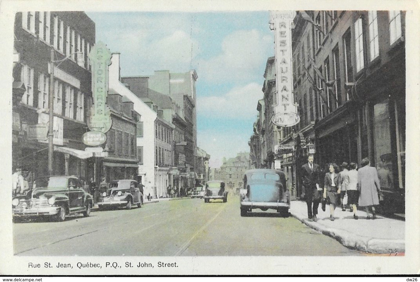 Rue Saint Jean, Quebec (St John Street) - Carte PECO Colorisée, Non Circulée - Québec - La Cité