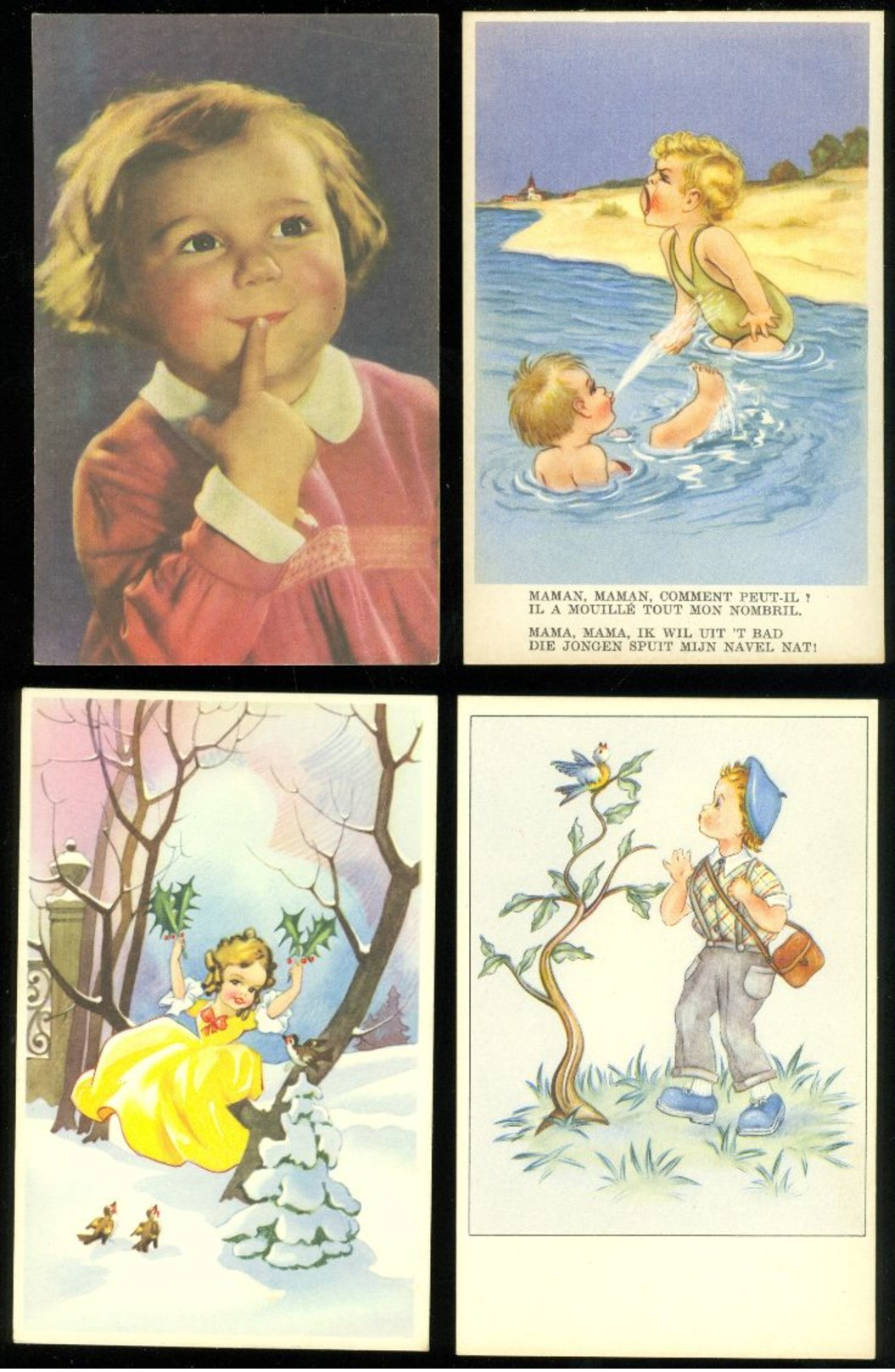 Beau lot de 60 cartes postales de fantaisie   Mooi lot 60 postkaarten van fantasie -  60 scans