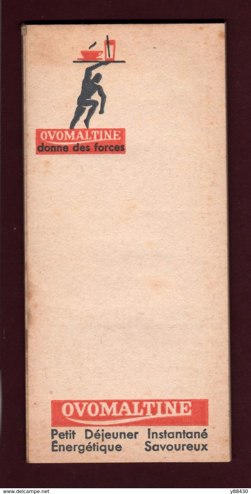 CALEPIN - Bloc-note  -  OVOMALTINE . Des Années 1950/1960 - 2 Scannes - Publicités