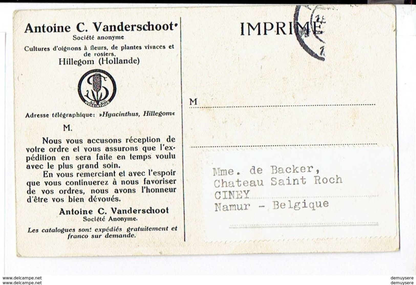 40804 - Antoine C. Vanderschoot Hillegom Holland - Autres & Non Classés