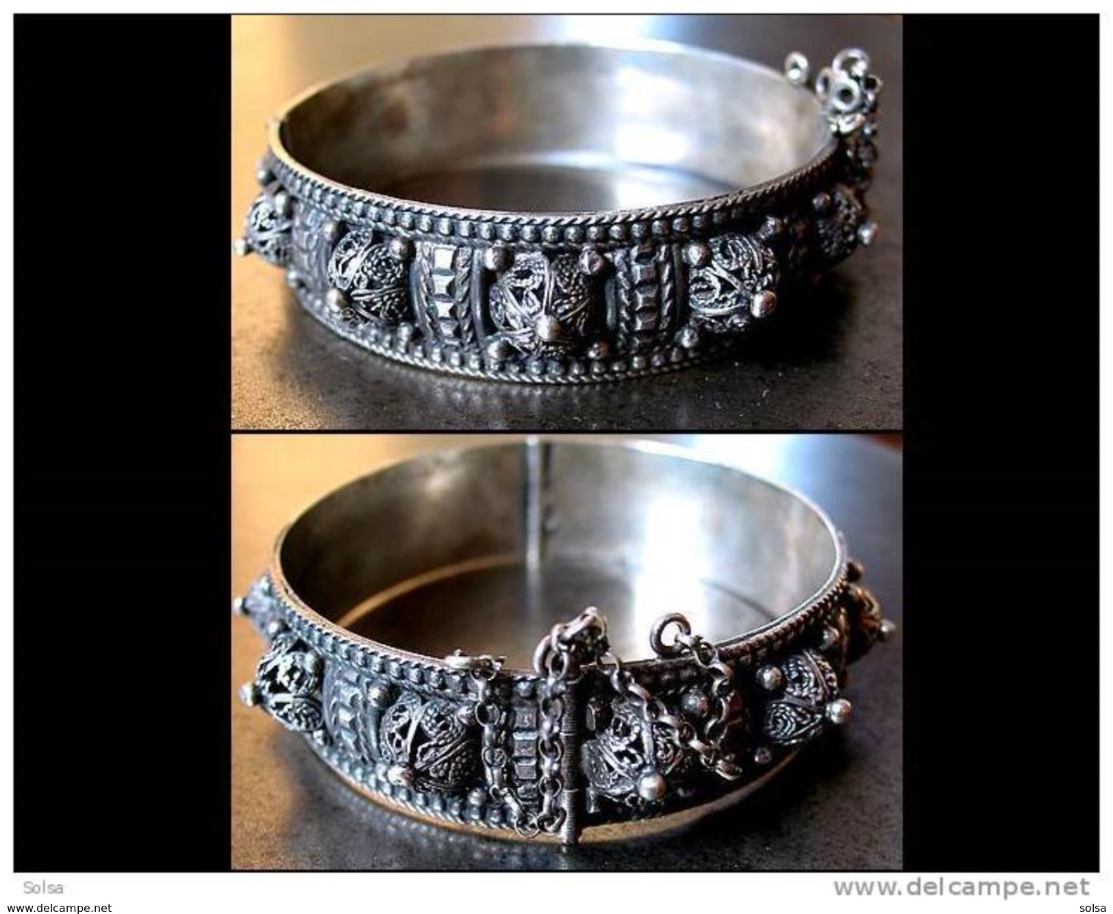 - Ancien Bracelet Oriental à Pampilles / Old Oriental Silver Bracelet - Art Oriental