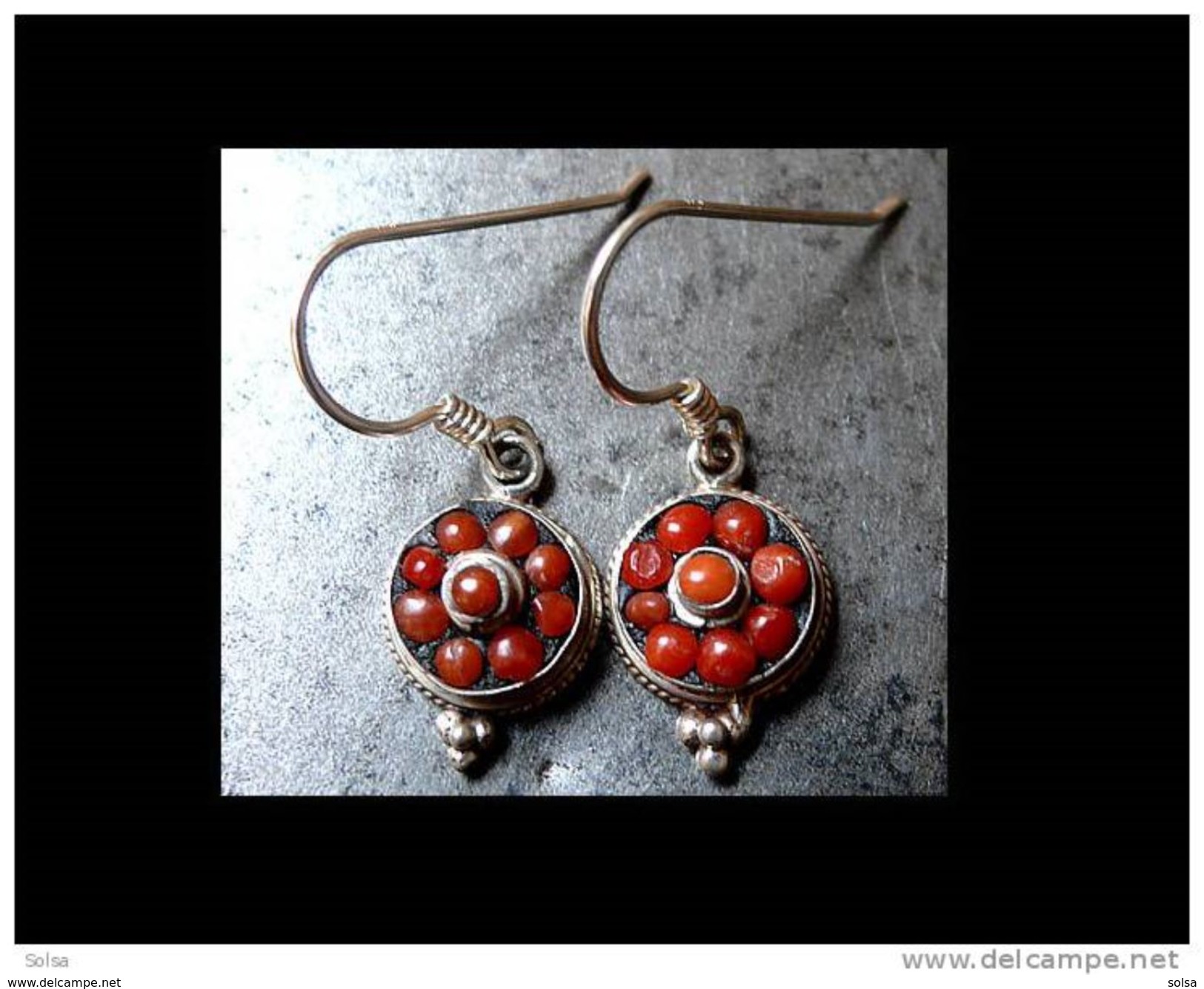 Très Mignonnes Boucles D'oreille Argent Du Népal I/ Silver And Coral Contemporary Earings From Nepal I - Ethniques