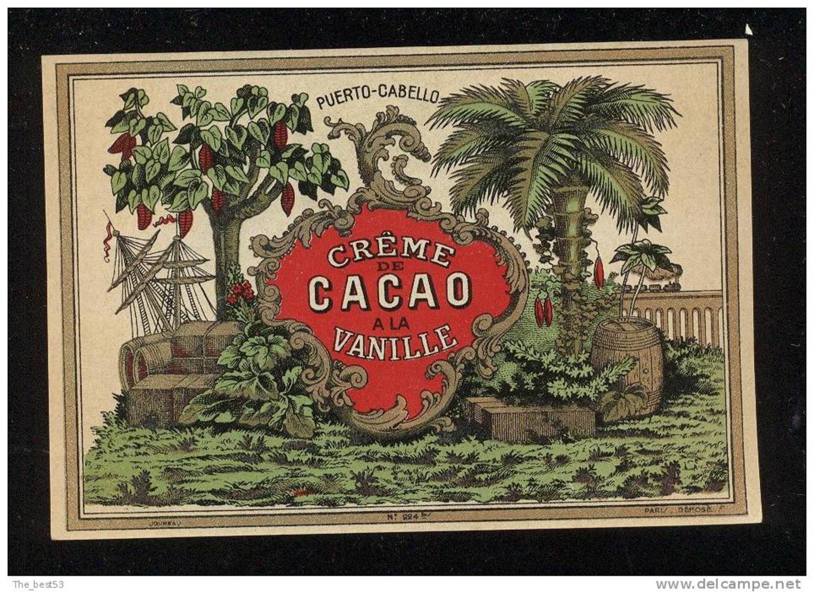 Etiquette  De  Crème  De Cacao à La Vanille  -  Puerto Cabello - Other & Unclassified
