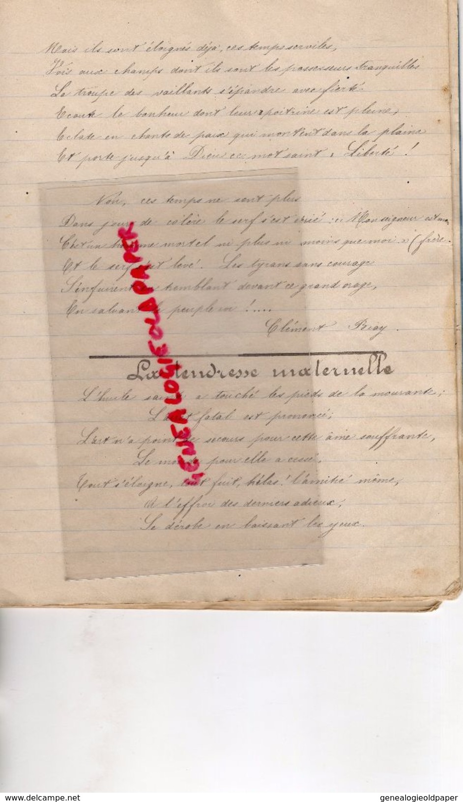 79 -CERZEAU -RARE CAHIER UNIVERSITE DE FRANCE-ECOLE COMMUNALE DIRIGEE PAR MME PILLOT-ADELE SUIRE NEE A FENIOUX 6-11-1875 - Sonstige & Ohne Zuordnung