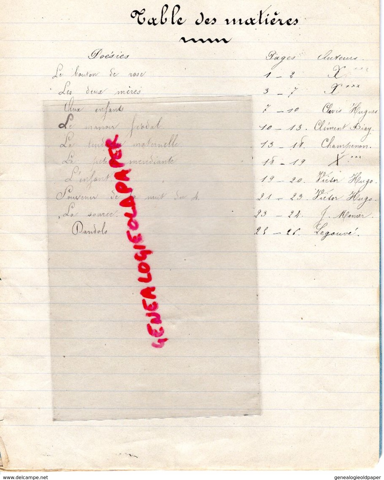 79 -CERZEAU -RARE CAHIER UNIVERSITE DE FRANCE-ECOLE COMMUNALE DIRIGEE PAR MME PILLOT-ADELE SUIRE NEE A FENIOUX 6-11-1875 - Autres & Non Classés