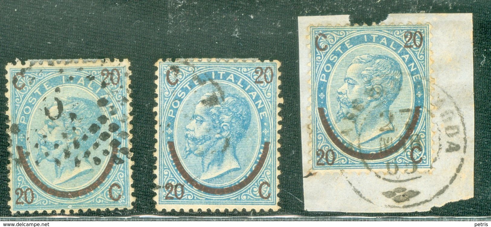 Italy 1865 Sovrastampa Ferro Di Cavallo 1°+2°+3° Tipo - Lot. RE23-25 - Usati