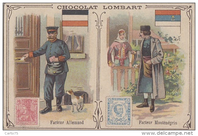 Chromos - Chocolat Thé Lombart - Facteur Poste - Allemagne - Montenegro - Lombart