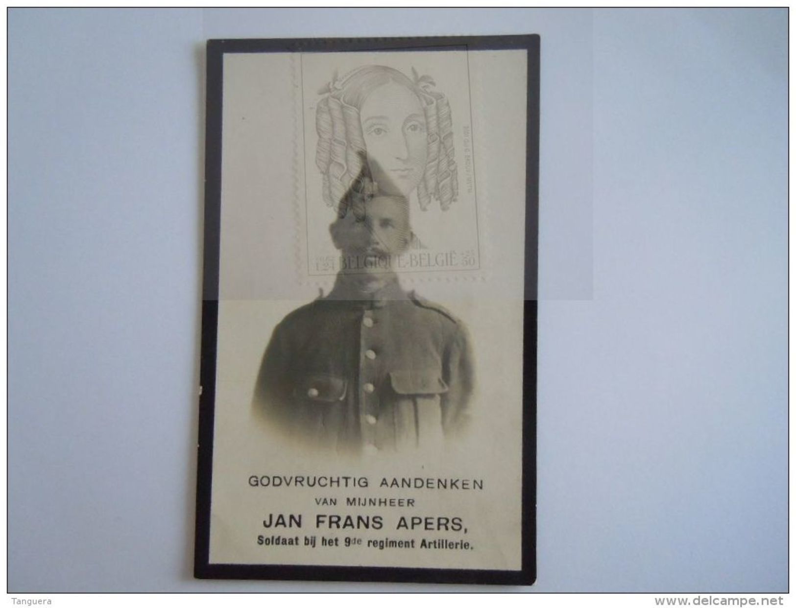 Doodsprentje Jan Frans Apers Oudstrijder 1914-1918  9de Regiment Artillerie °Mechelen 1893 Gesneuveld Meulebeke 1918 - Images Religieuses