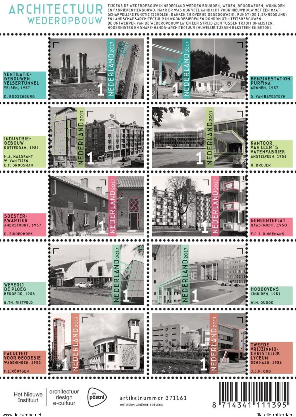 Nederland / The Netherlands - Postfris / MNH - Sheet Architecture 2017 - Neufs