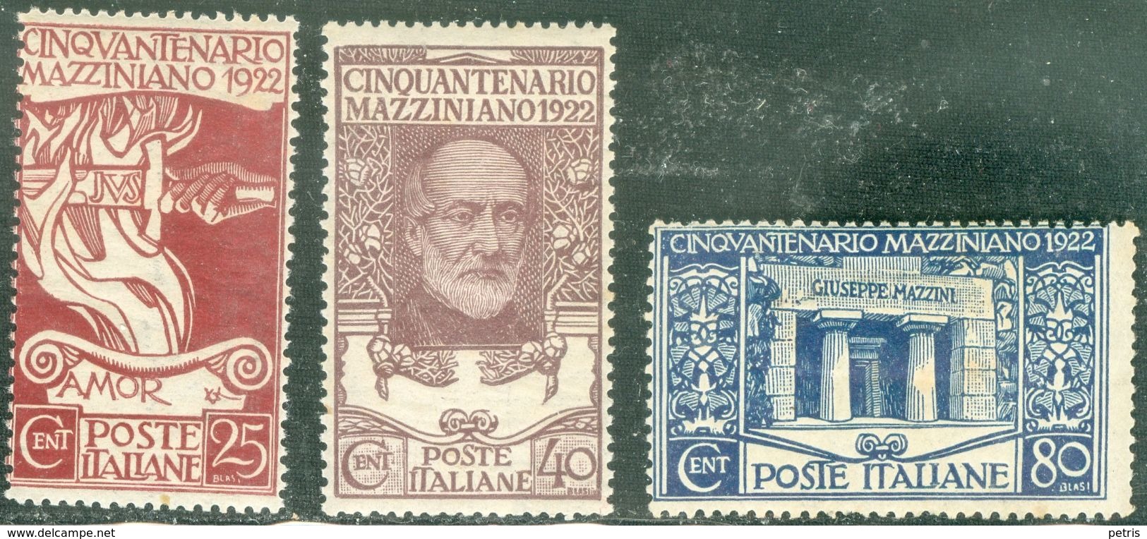 Italy 1922 Giuseppe Mazzini MH* - Lot. RE128-130 - Neufs