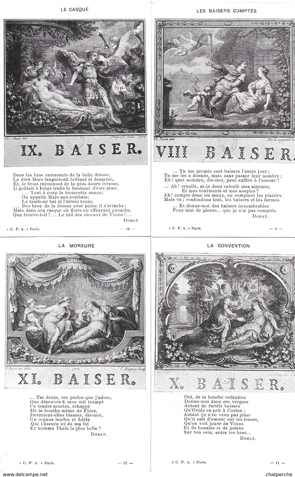 LES BAISERS PAR DORAT LOT DE 20 CPA  REPRODUCTIONS DES EAUX-FORTES D'EISEN - Vertellingen, Fabels & Legenden