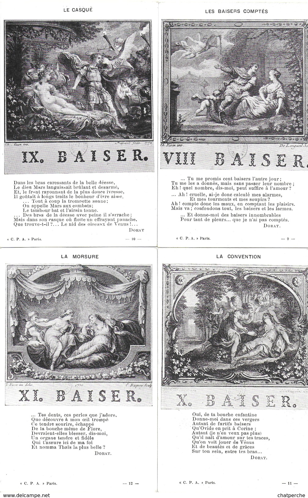 LES BAISERS PAR DORAT LOT DE 20 CPA  REPRODUCTIONS DES EAUX-FORTES D'EISEN - Contes, Fables & Légendes