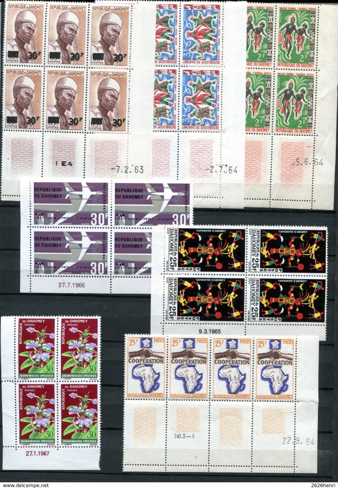 Dahomey,  Lot Coins Datés 1963/1967, Neufs** - Bénin – Dahomey (1960-...)