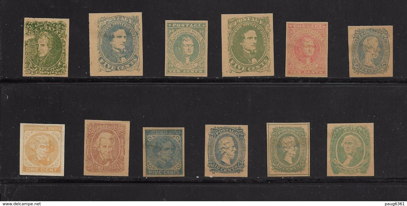 ETATS CONFEDERES 1861/64 FAC-SIMILES  YVERT N°1/12 NEUF MH* - 1861-65 Confederate States