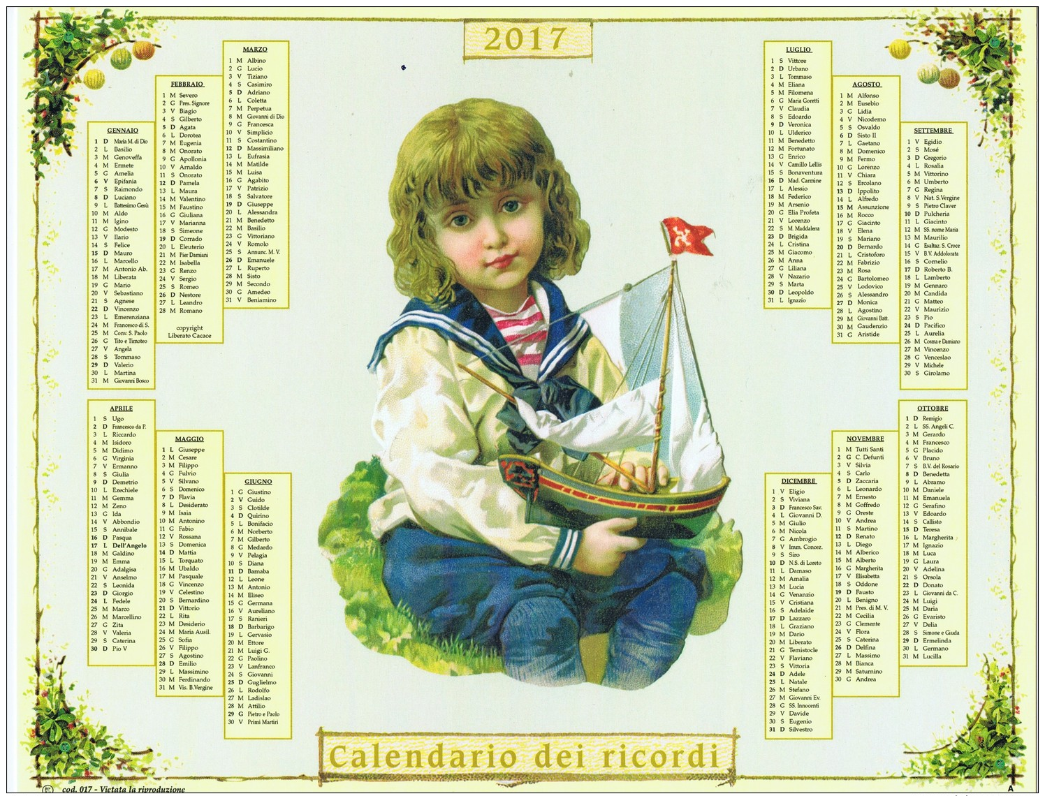 Calendario Dei Ricordi Anno 2017 - Big : 2001-...
