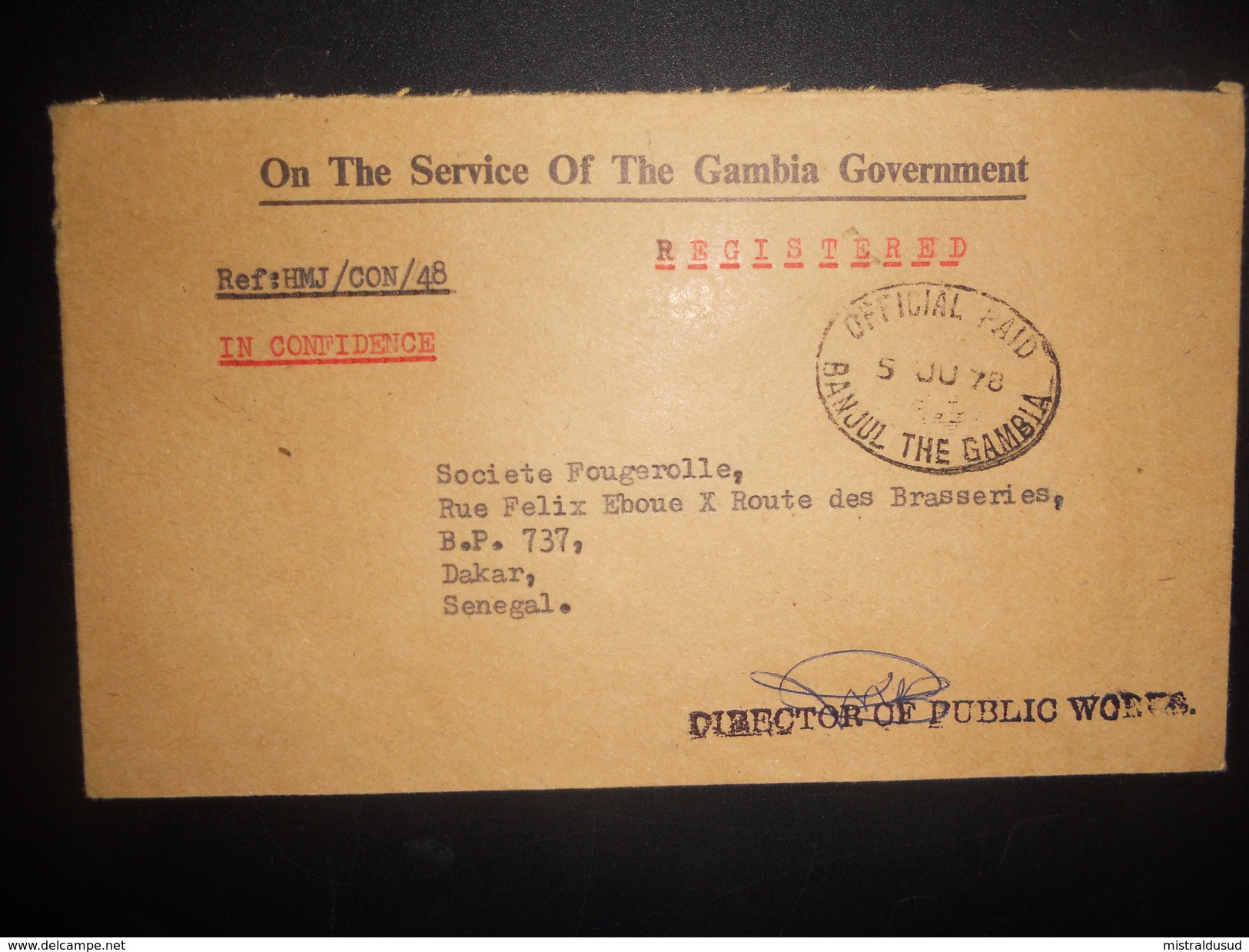 Gambie Lettre De Banjul 1978 Pour Dakar - Gambie (1965-...)