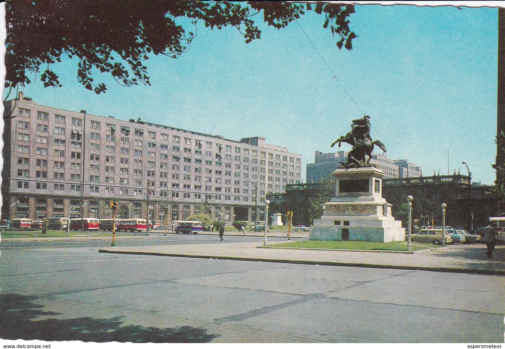 MONUMENTO A BERNARDO O'HIGGINS Y PLAZA BULNES. CIRCA 1970S -  SANTIAGO, CHILE/CHILI - BLEUP - Chili