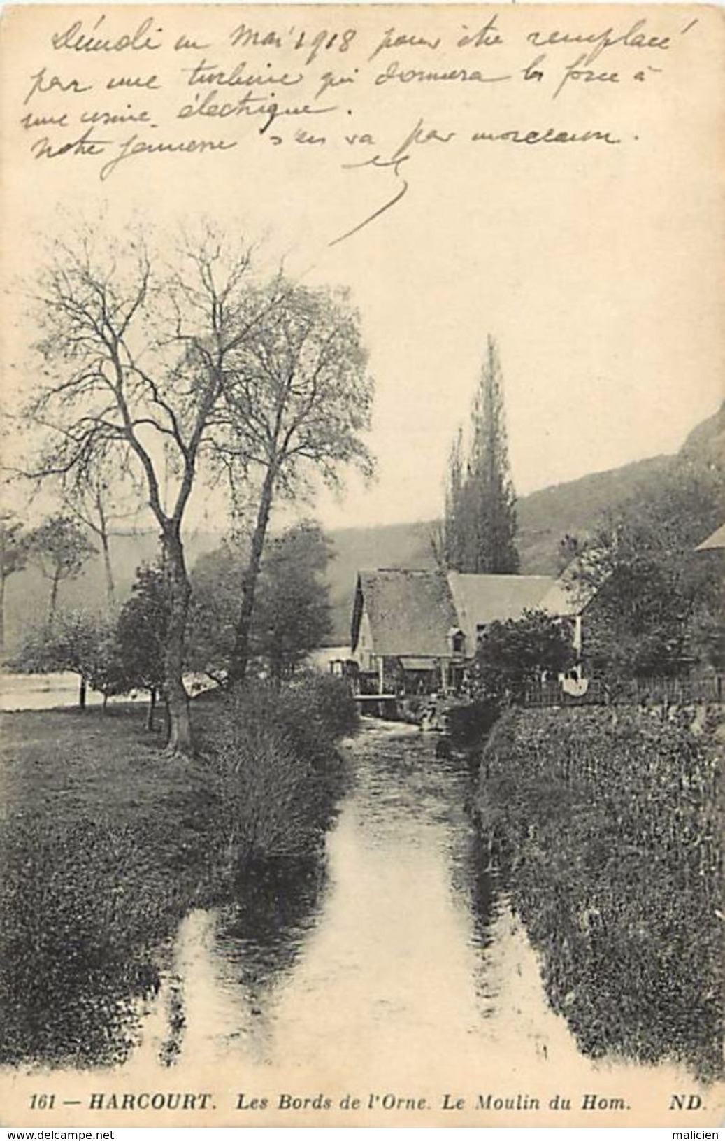 - Calvados -ref-F589- Harcourt - Moulin A Eau Du Hom - Moulins A Eau - Demoli En Mai 1918 - Carte Bon Etat - - Autres & Non Classés