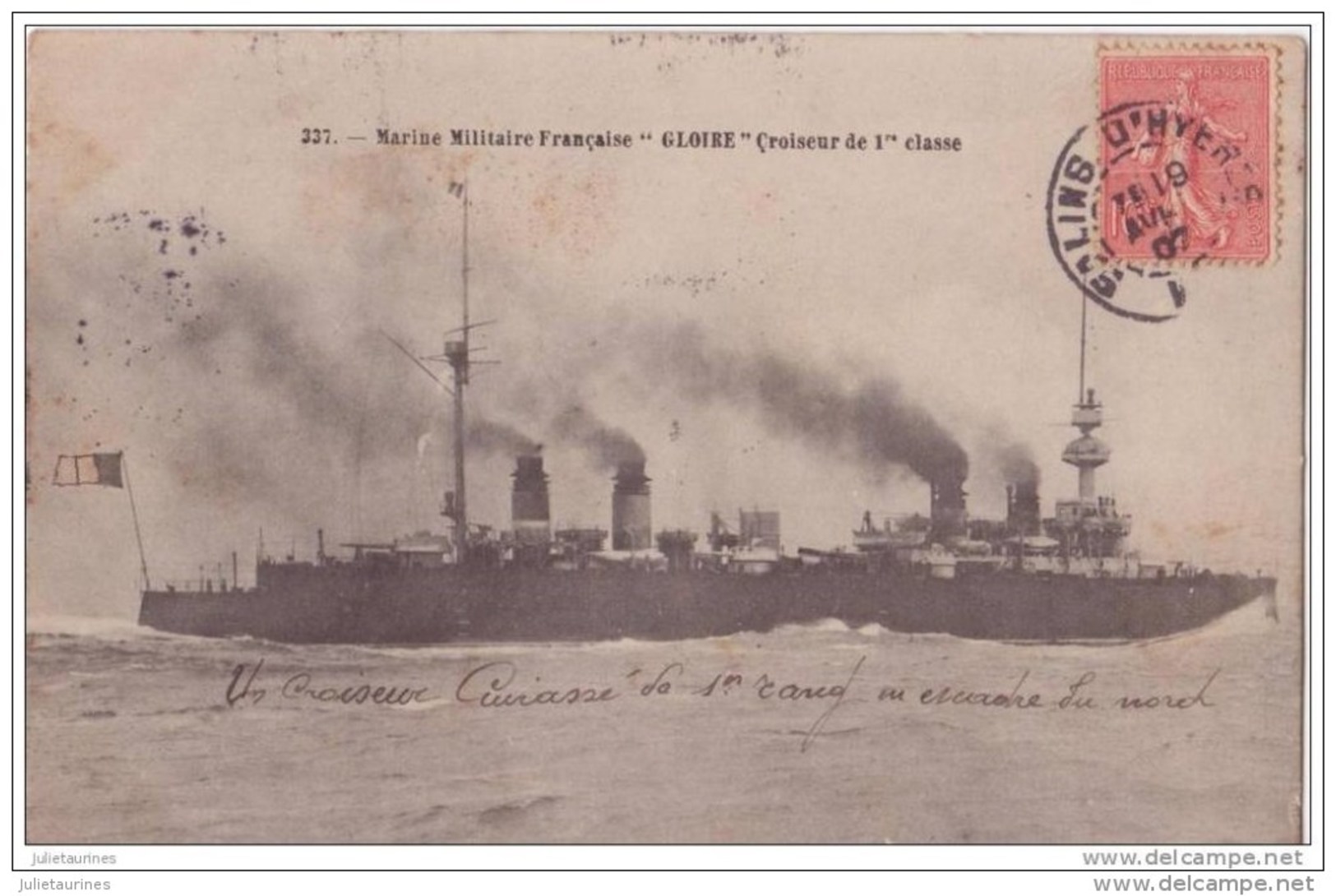MILITAIRE MILITARIA BATEAUX GUERRE MARINE FRANCAISE GLOIRE CROISEUR DE 1ER CLASSE.CPA BON ETAT - Warships