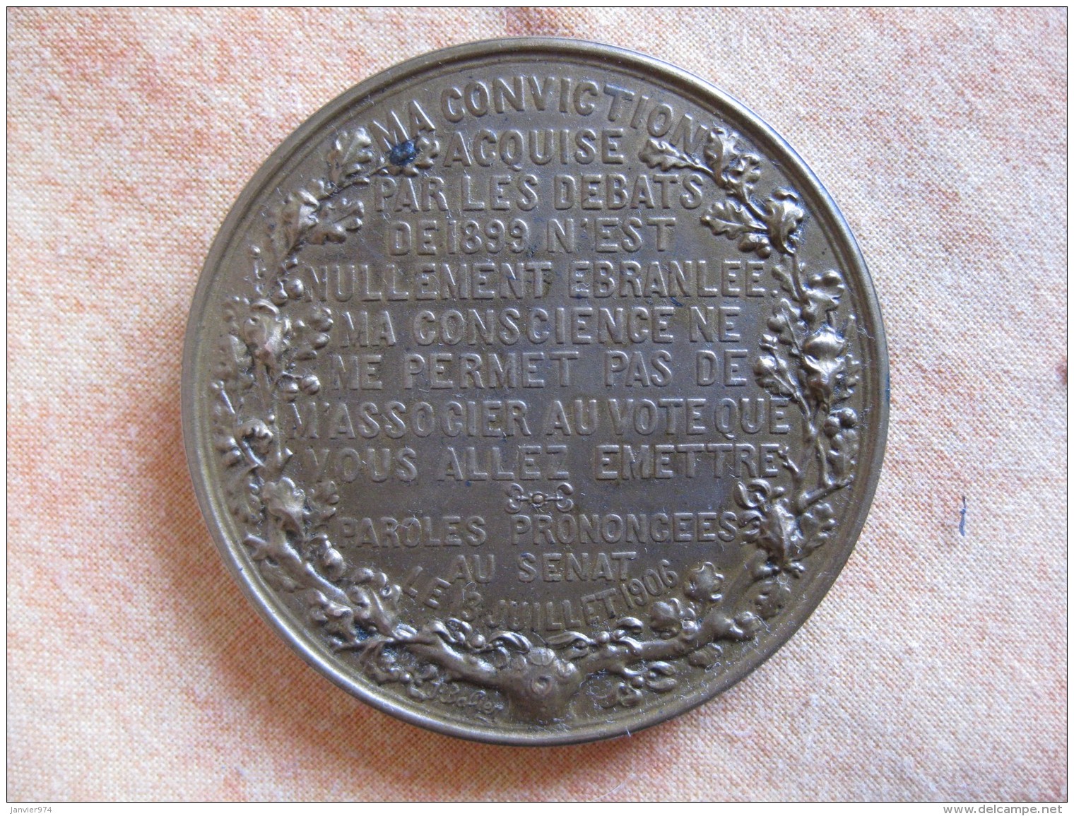 MEDAILLE GENERAL MERCIER. AFFAIRE DREYFUS .13 JUILLET 1906 Par J.BAFFIER - Sonstige & Ohne Zuordnung