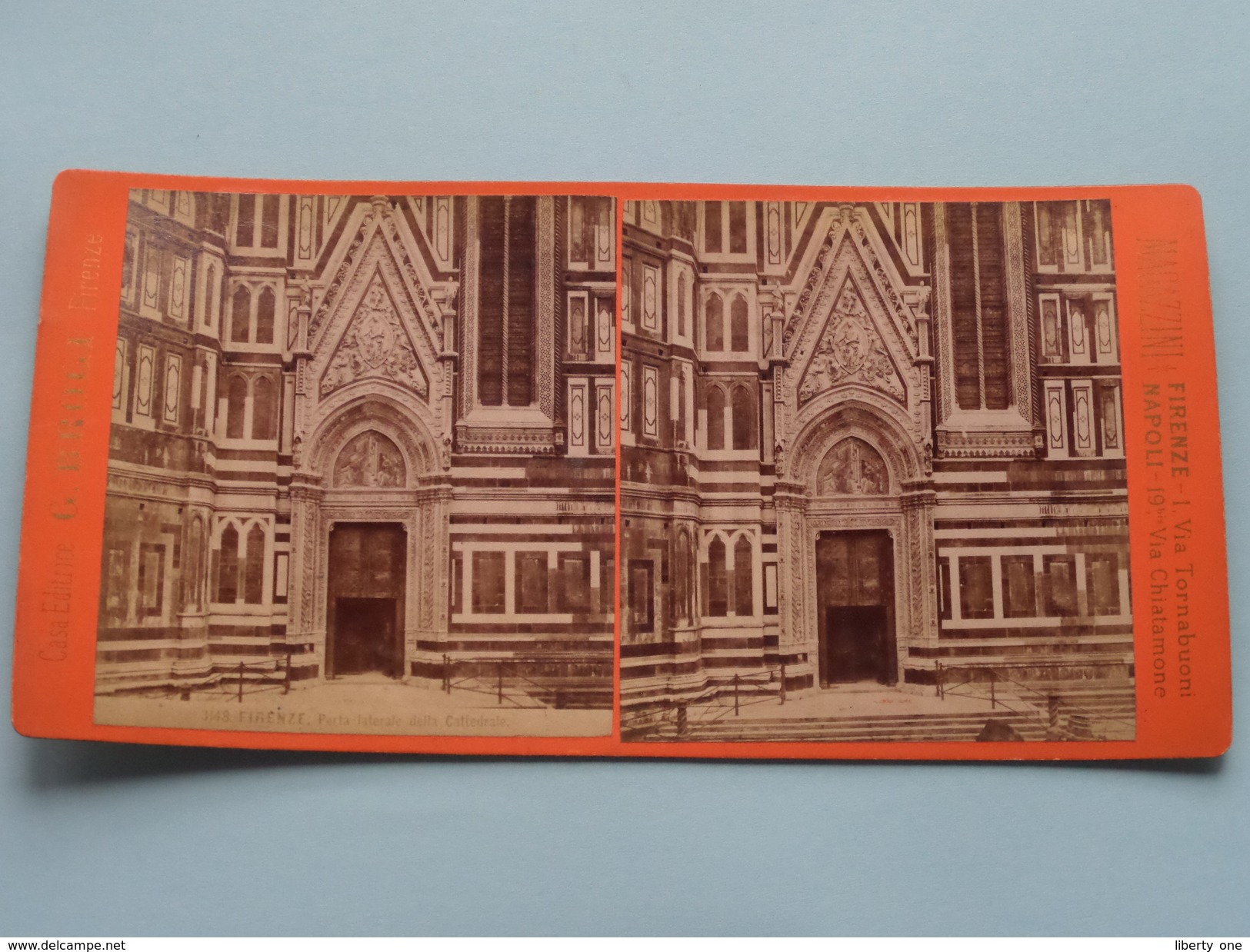 FIRENZE Porta Laterale Della CATHEDRALE (3148) Stereo Photo G. BROGI Firenze Napoli ( Voir Photo Pour Detail ) ! - Photos Stéréoscopiques