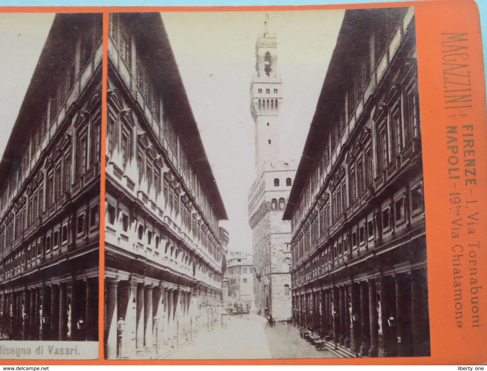 FIRENZE Portici Degli Uffizi Costruiti Sul .... (3060) Stereo Photo G. BROGI Firenze Napoli ( Voir Photo Pour Detail ) ! - Photos Stéréoscopiques