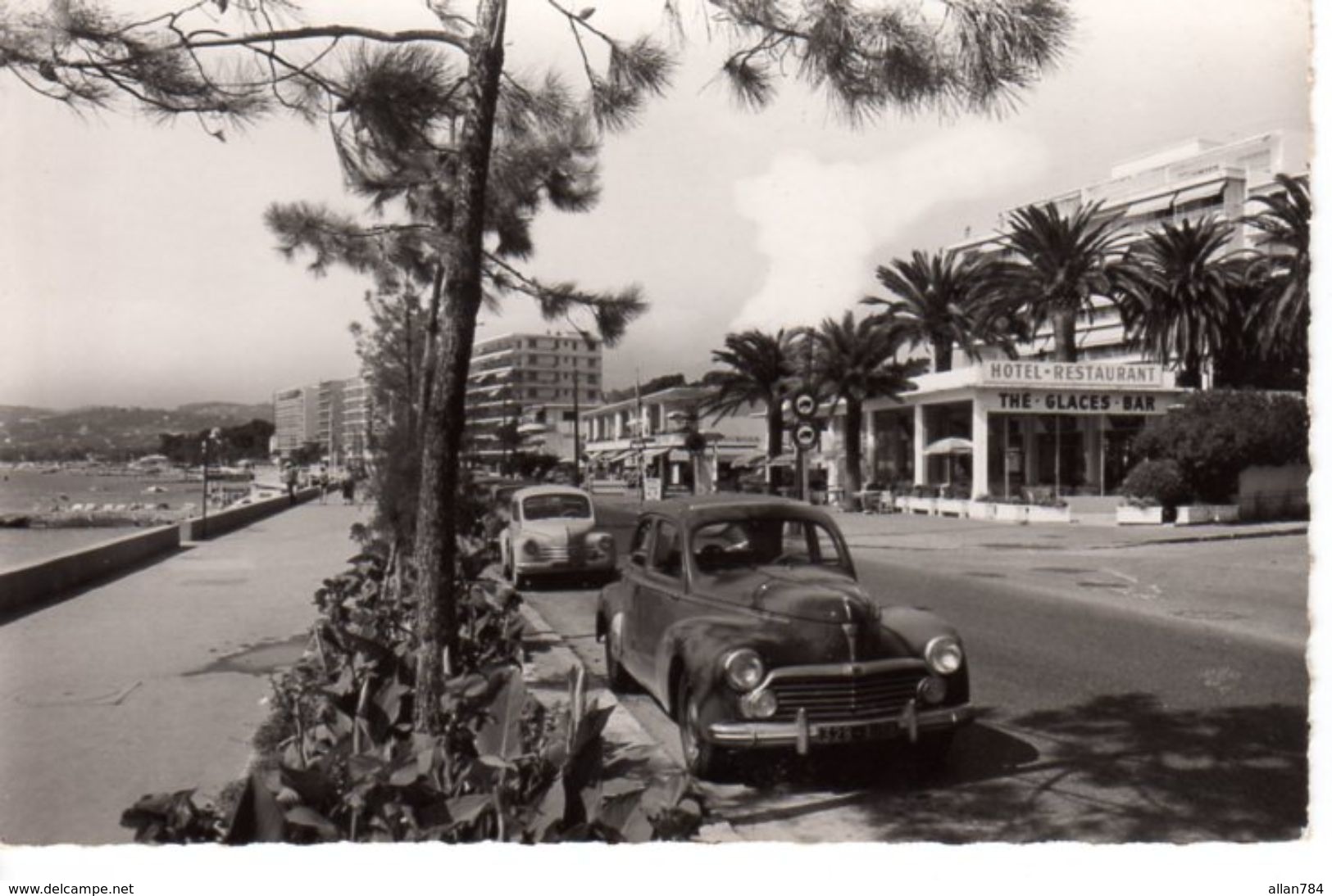 PEUGEOT 203 ET RENAULT 4 CV SUR CPSM JUAN LES PAINS - Voitures De Tourisme