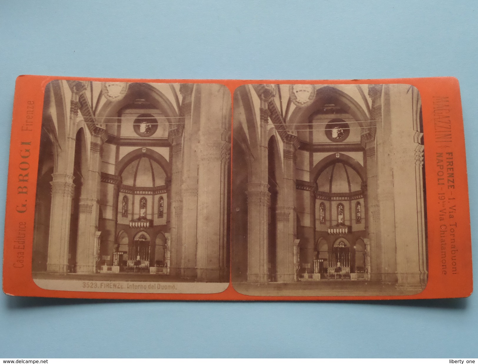 FIRENZE Interno Del DUOMO (3523) Stereo Photo G. BROGI Firenze Napoli ( Voir Photo Pour Detail ) ! - Photos Stéréoscopiques