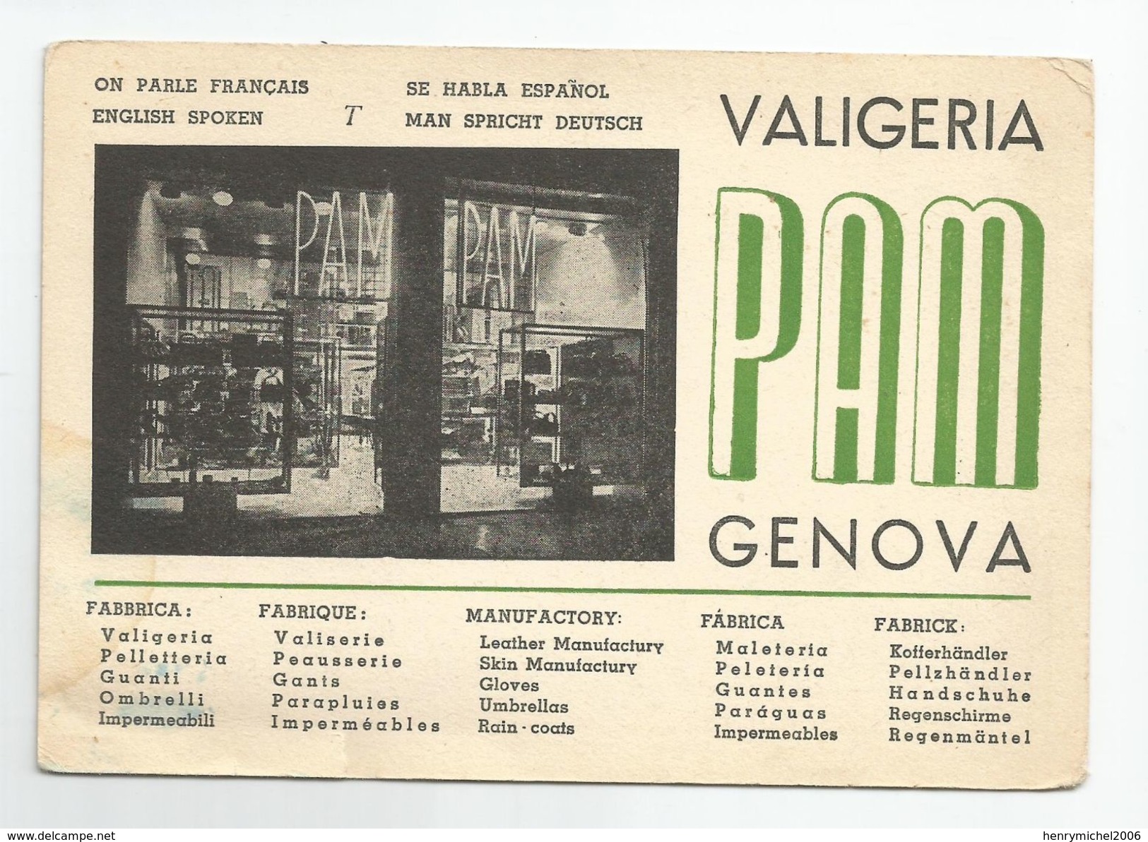 Italie Italia Italy - Genova Pam Valigeria Via 20 Settembre Piazza Vittoria 38-40 Carte Simple Plan Pub - Genova