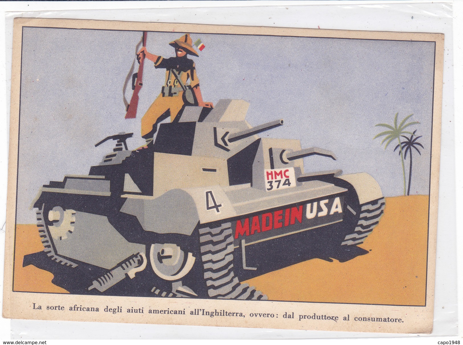 CARD FRANCHIGIA MILITARE UMORISMO LA SORTE AFRICANA DEGLI AIUTI AMERICANI ALL'INGHILTERRA CARRO ARMATO-FG-N-2-0882-27697 - Guerre 1939-45