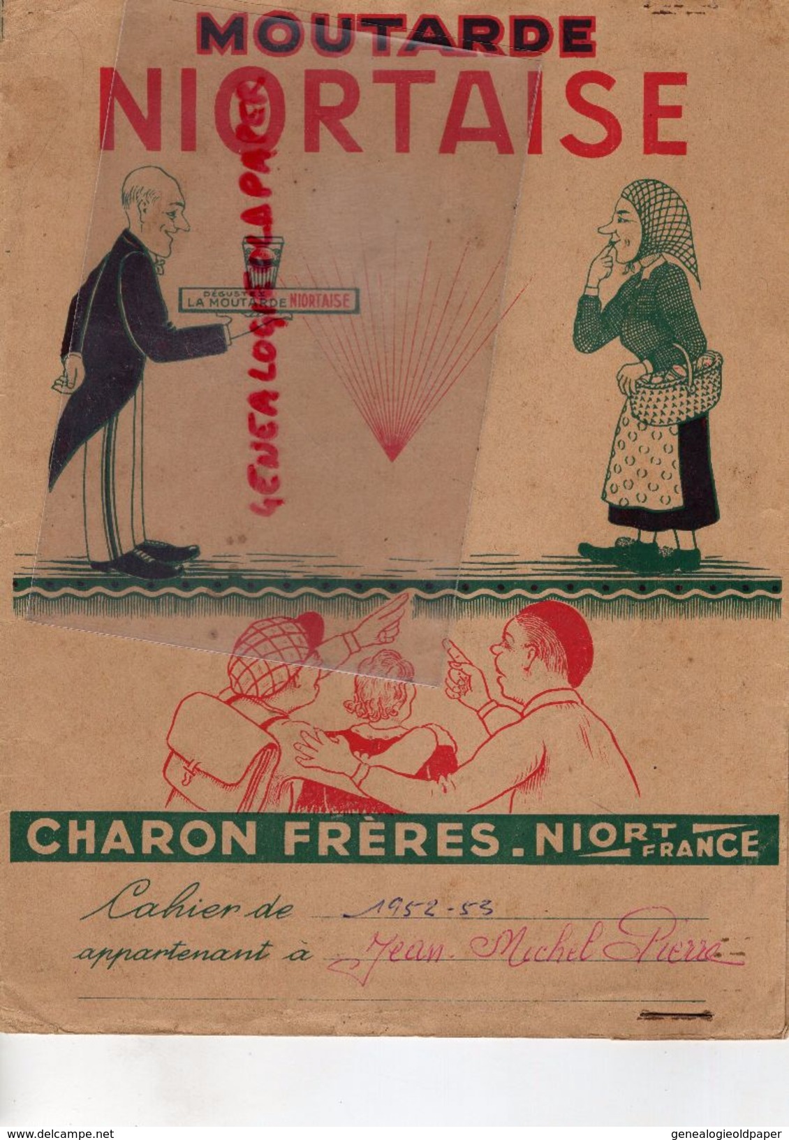 79 - NIORT - RARE PROTEGE CAHIER CHARON FRERES- MOUTARDE NIORTAISE- JEAN MICHEL PIERRE 1952-1953-MARAIS POITEVIN-DONJON - Protège-cahiers