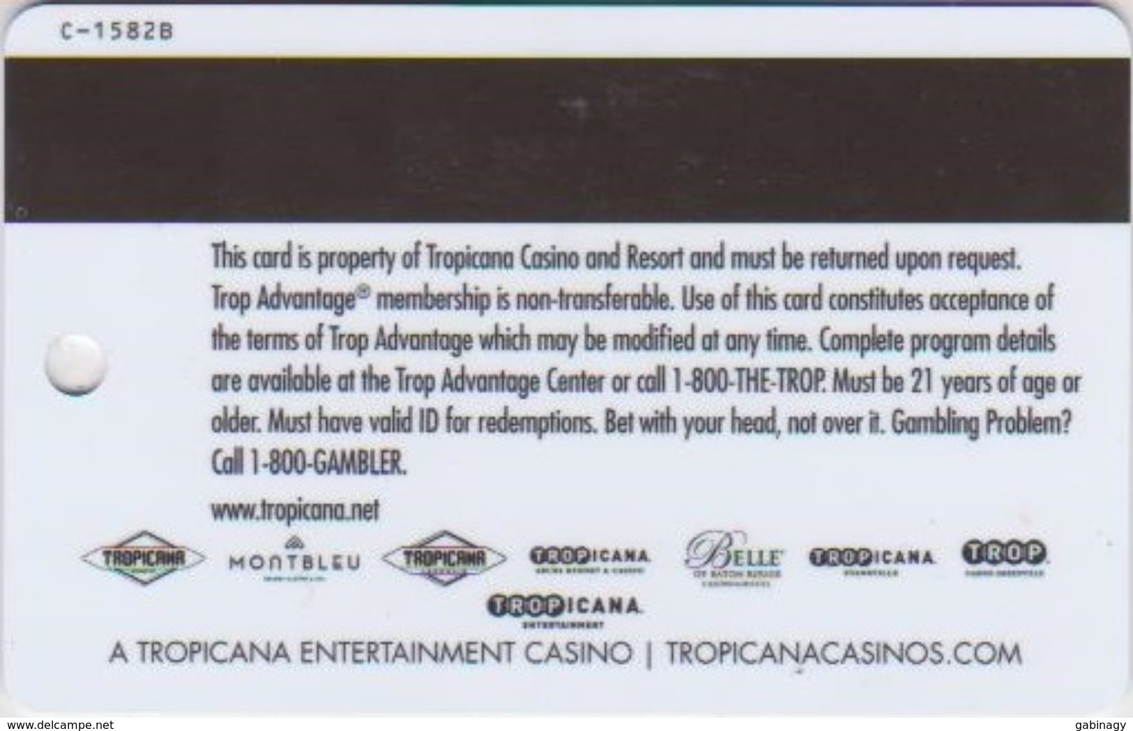 CASINO CARD - 305 - USA - TROPICANA CASINO - Casino Cards