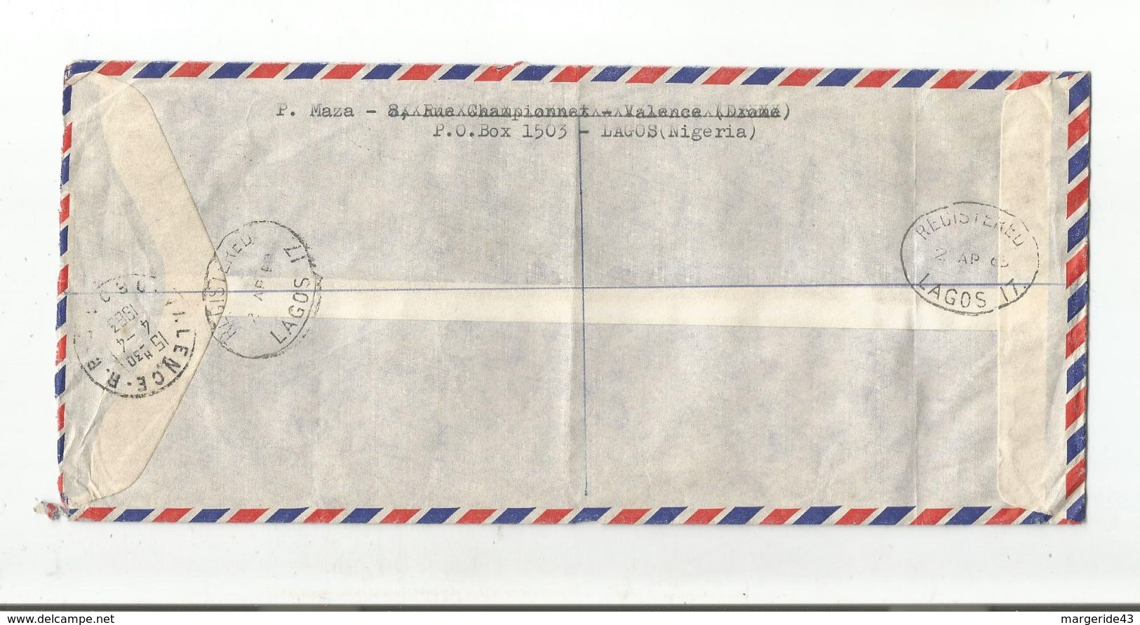 NIGERIA AFFRANCHISSEMENT COMPOSE SUR LETTRE RECOMMANDEE DE LAGOS POUR LA FRANCE 1963 - Nigeria (1961-...)