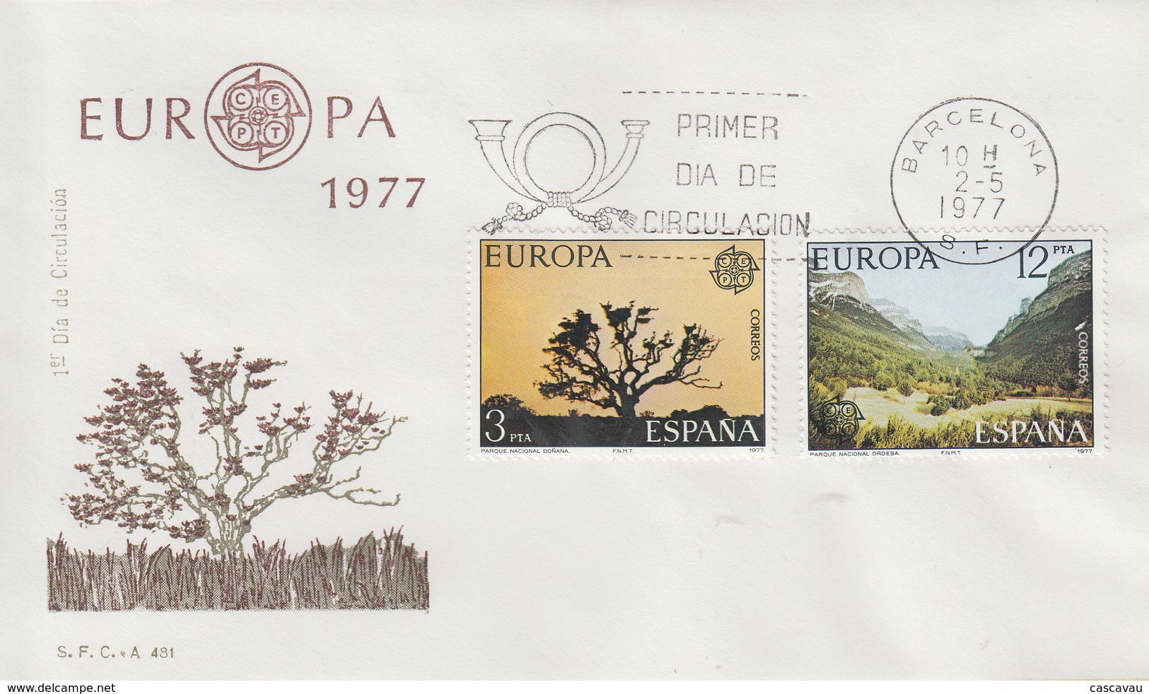 Enveloppe  FDC  1er  Jour    ESPAGNE     Paire    EUROPA     1977 - 1977