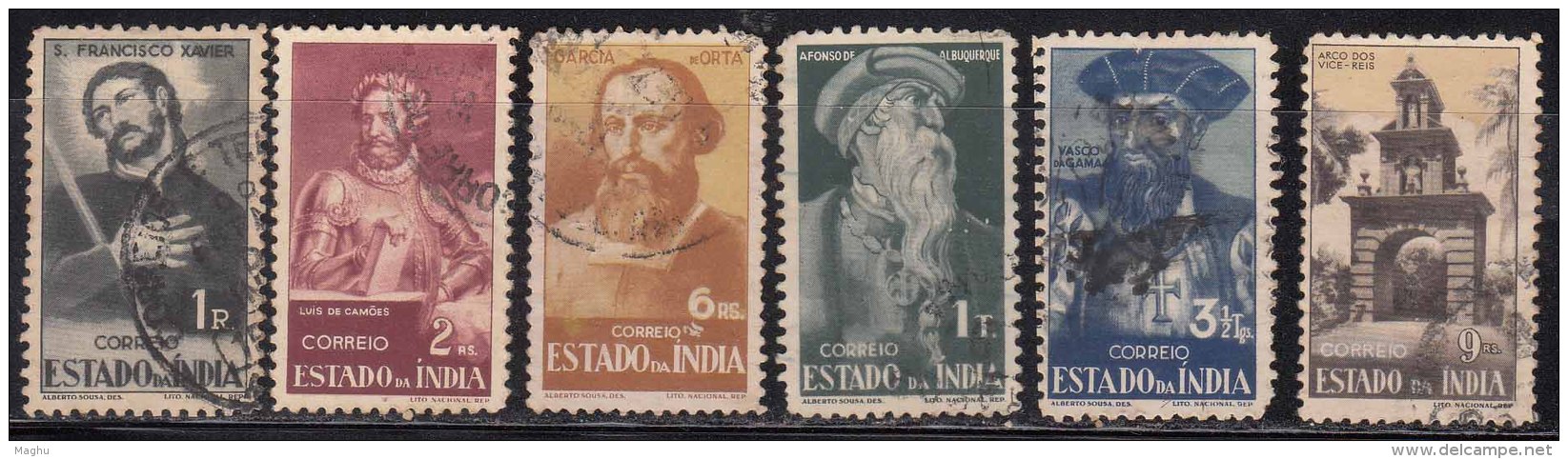 6v Portraits, Portuguese India 1946 Used, Portugal Colony, - Portugees-Indië