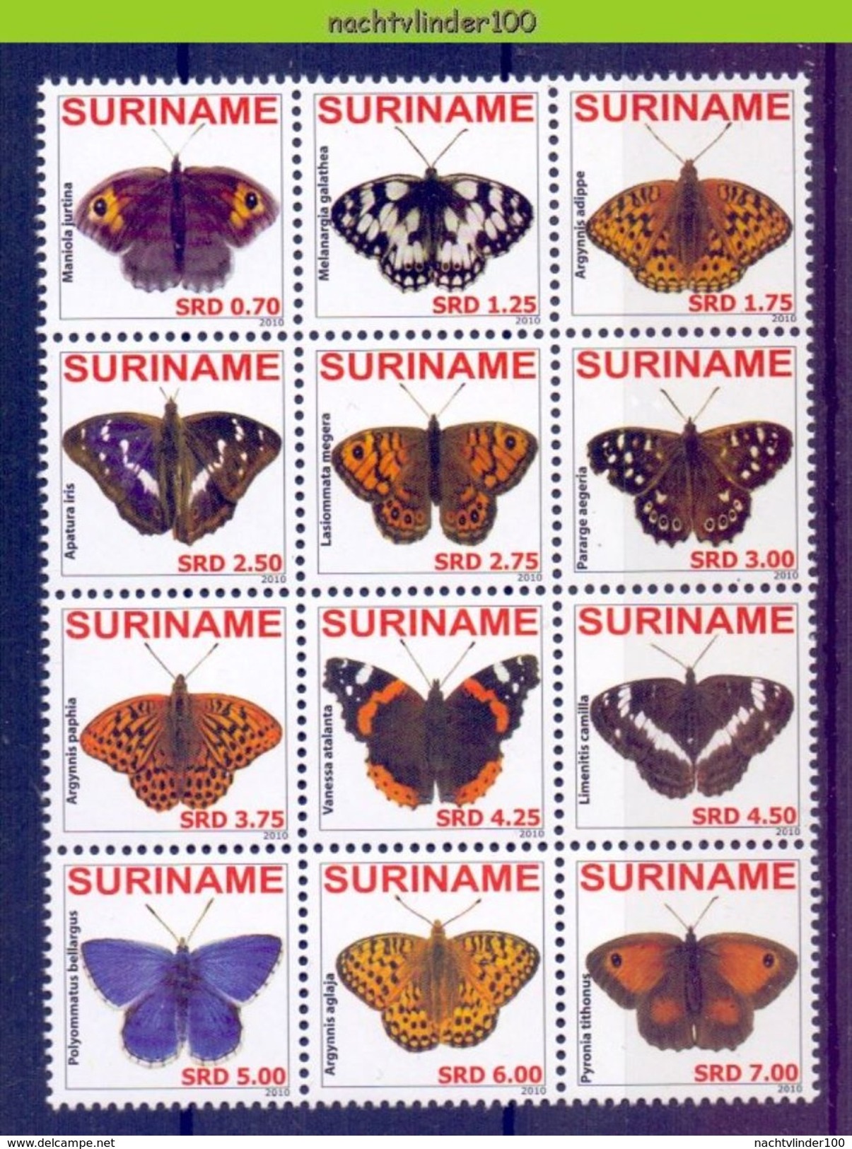 Ndr1704 FAUNA VLINDERS BUTTERFLIES SCHMETTERLINGE MARIPOSAS PAPILLONS SURINAME 2010 PF/MNH - Vlinders