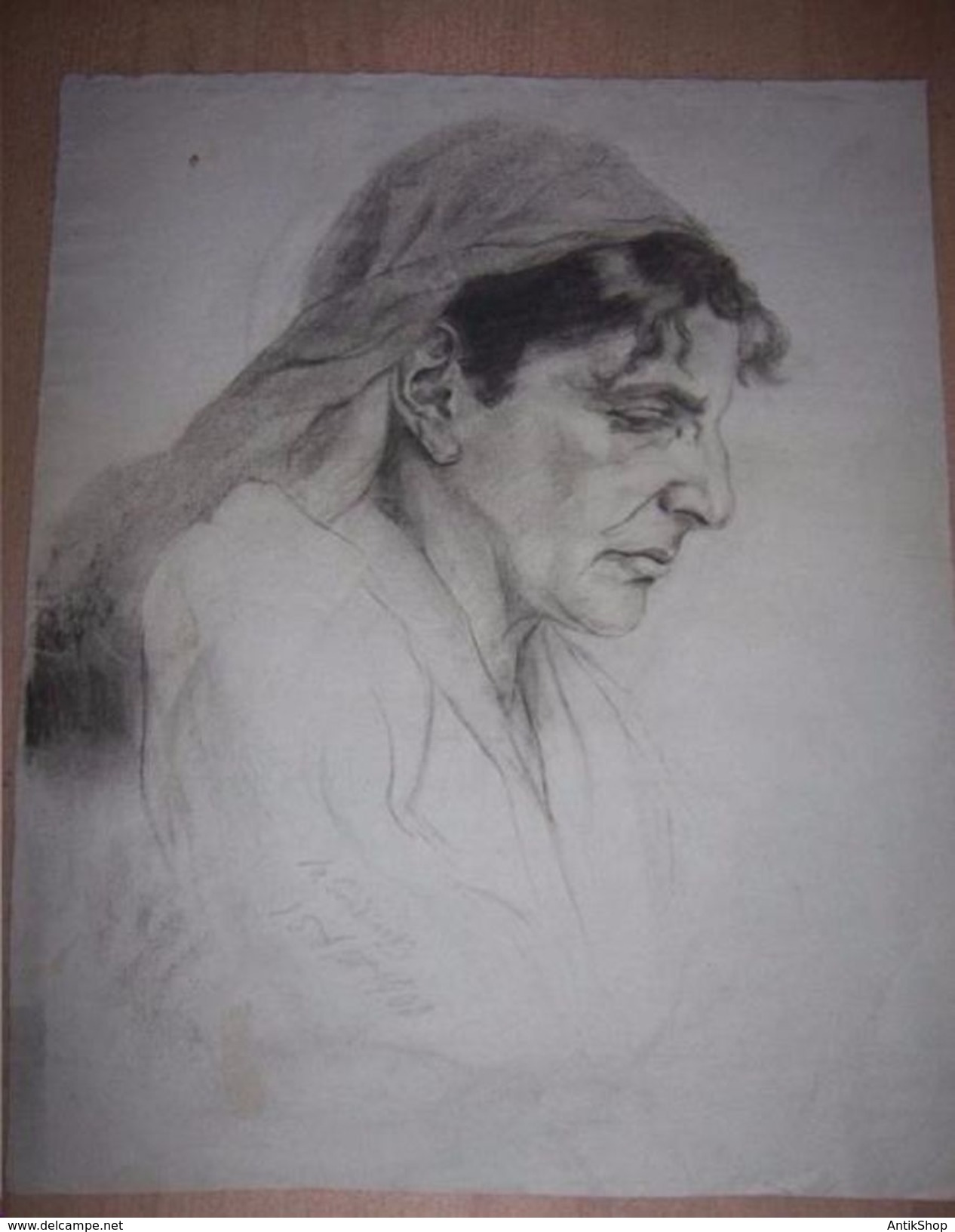 Max Švabinský, (1873-1962), Kohle, Alte Zigeunerin, Signiert - Pastel