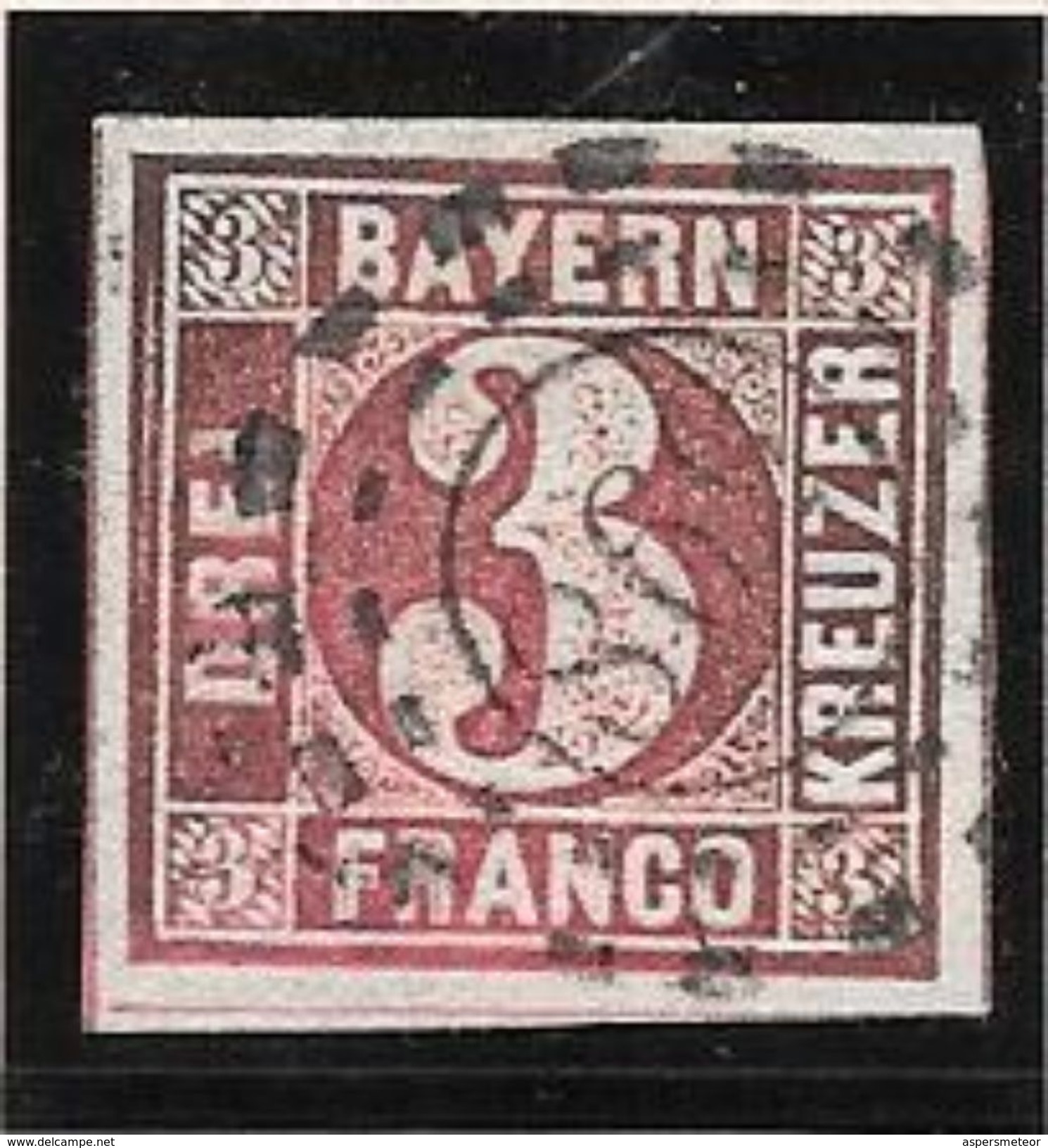 ALLEMAGNE BAVIERE BAYERN YVERT TELLIER NRS. 5, 10 ET 11 OBLITERES PERIODO 1849-1862 DELUXE DE LUJO TRES BON ETAT - Otros & Sin Clasificación