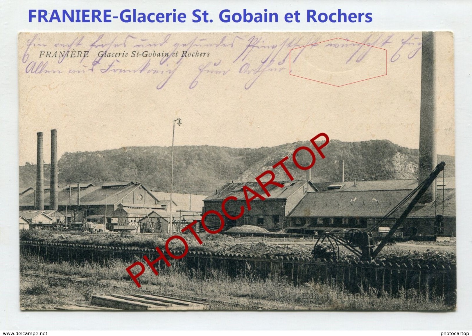 FRANIERE-Glacerie St. GOBAIN Et ROCHER-Usine-Industrie-Periode Guerre-14-18-1 WK-BELGIEN-BELGIQUE- - Floreffe