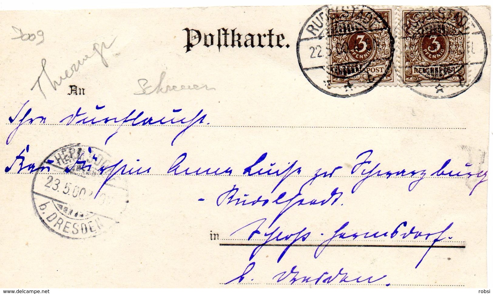 Thuringen, Rudolstadt, Ed Schreiner, Kunstaustellung 1900, Prof Hutschencute,  Carte Très Rare - Rudolstadt