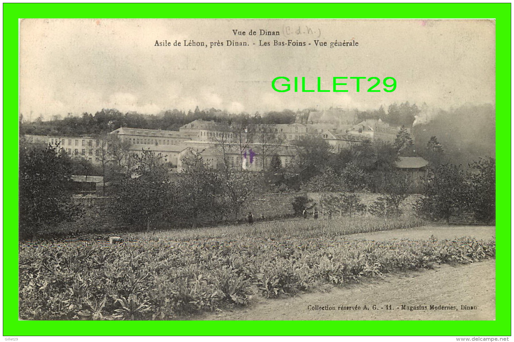 DINAN (22) - ASILE DE LÉHON - LES BAS-FOINS - VUE GÉNÉRALE - COLLECTION A. G. - MAGASINS MODERNES - ÉCRITE - - Dinan