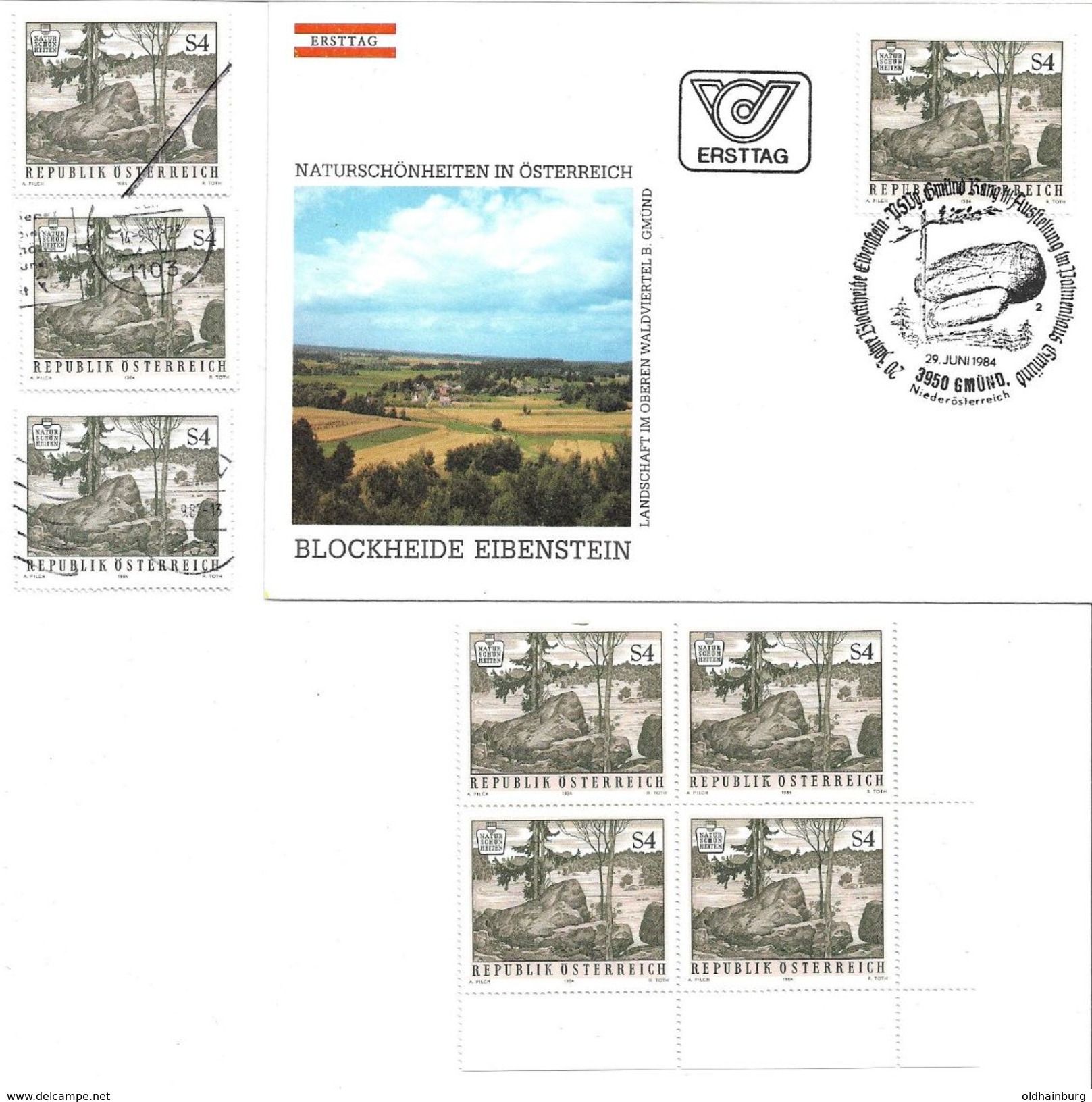 1505o: Österreich 1984, Blockheide- Sonderstempel 3950 Gmünd, Plus 6mal **/o, Plus Mustermarke - Gmünd