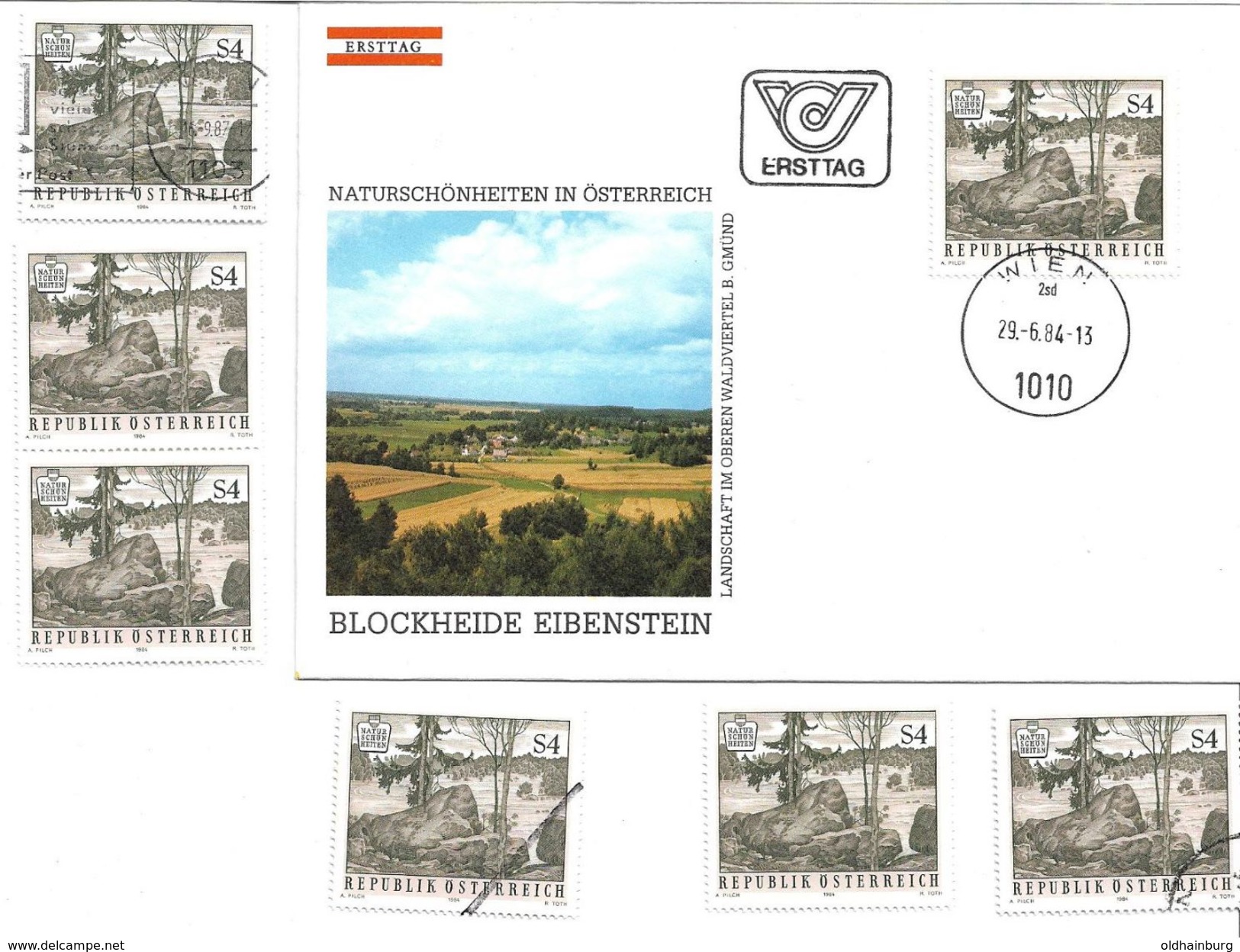 1505p: Österreich 1984, Blockheide Eibenstein Granitwackelsteine FDC, 6mal **/o, Mustermarke Und Schwarzdruck - Sonstige & Ohne Zuordnung